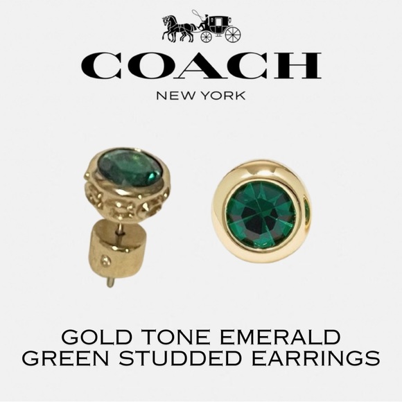 Coach Jewelry - NEW Coach Signature C Green Gemstone Earrings